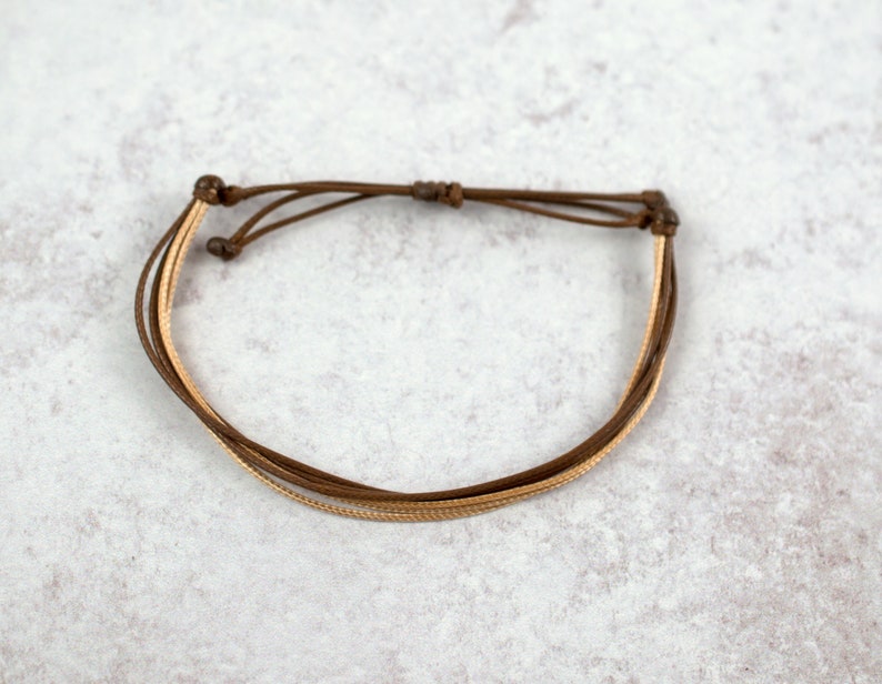 Pulsera de cordón encerado marrón, pulsera unisex ajustable e impermeable imagen 6