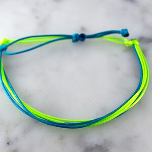 Electric Lime and Oceanside Waxed Cord Bracelet | Adjustable Bracelet | Waterproof Bracelet | String Bracelet | Friendship Bracelet