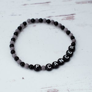 F Cancer Bracelet | Cancer Awareness | 4MM Natural Mashan Jade | Cancer Bracelet | Cancer Survivor | Cancer Sucks | Cancer Jewelry |