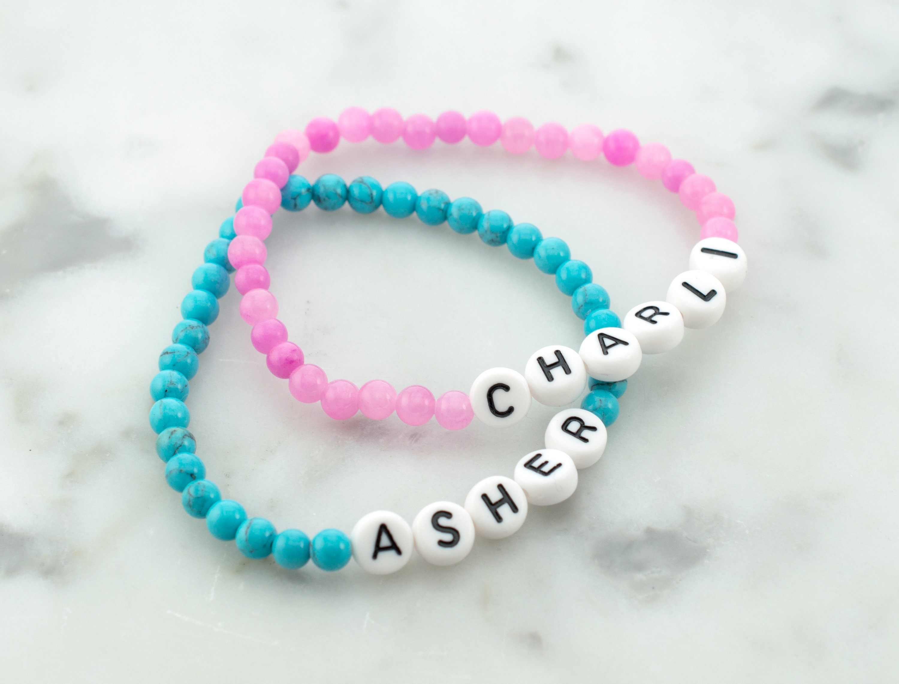 Children's Name Alphabet Bead Bracelet Gift for Mom Etsy
