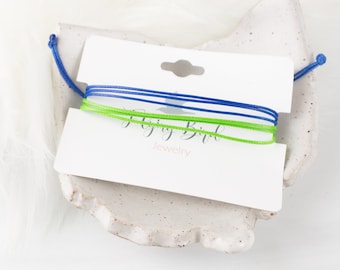 Blue and Apple Green Waxed Cord Bracelet | Waterproof Bracelet | Adjustable Bracelet | Cord Bracelet | Friendship Bracelet | Unisex Jewelry
