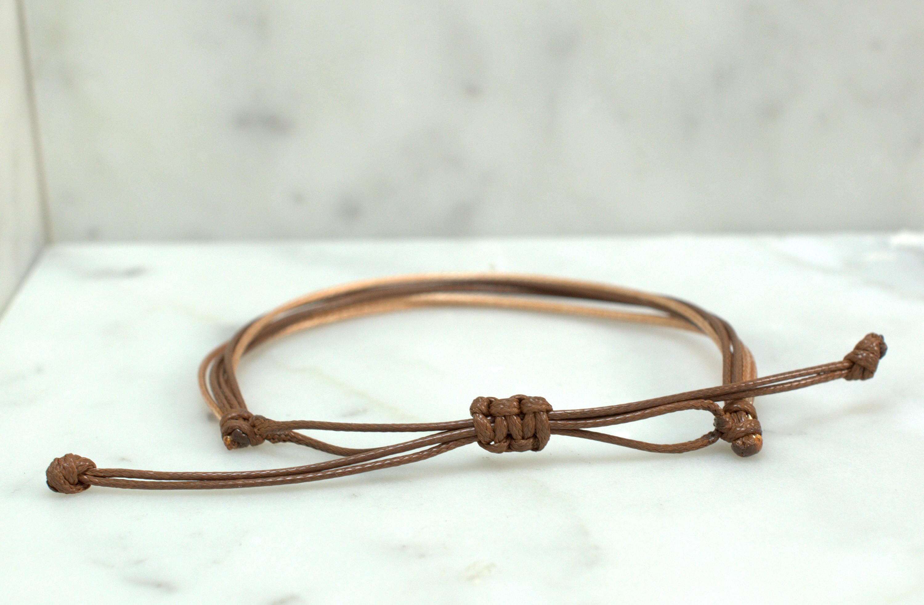 Brown Wax Cord Bracelet Waxed Cord Bracelet Friendship Etsy