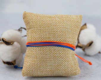 Blue and Orange Waxed Cord Bracelet | Waterproof | Adjustable