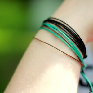 Pulsera de cordón encerado marrón, pulsera unisex ajustable e impermeable imagen 8