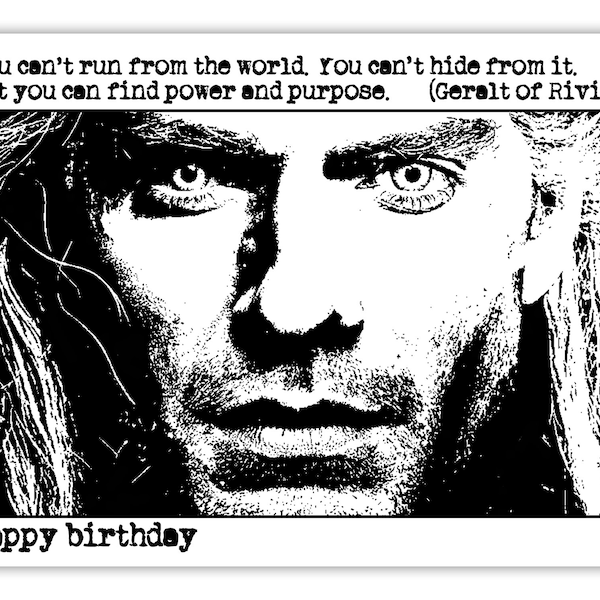 The Witcher Birthday card. Geralt of Rivia.  Henry Cavill. Fantasy. Personalise it! Choice of sizes.