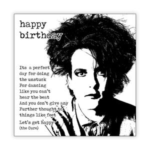 Carte d'anniversaire The Cure. Robert Smith. années 1980. années 1990. Personnalisez-le ! Choix de tailles.