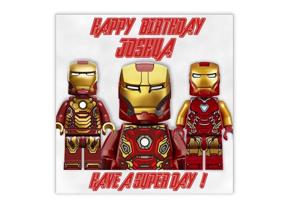 Lego Birthday Card Ironman Minifigures Marvel Personalise Etsy