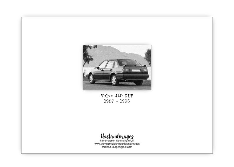 Volvo Birthday card. Volvo 440 GLT. Classic car. Personalise it Choice of sizes image 2