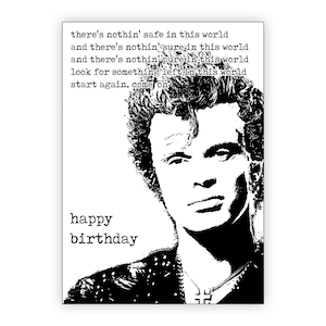 Billy Idol Birthday Card. 1980's music. Personalise it! Choice of sizes.