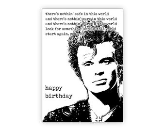 Billy Idol Birthday Card. 1980's music. Personalise it! Choice of sizes.