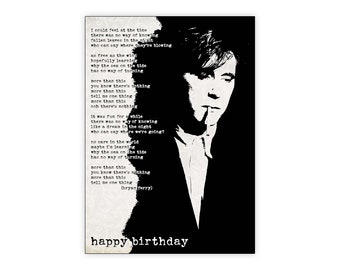 Bryan Ferry birthday card. Roxy music. Lyric card. More than this. 1970's 1980's music. Personalise it! Choice of sizes.