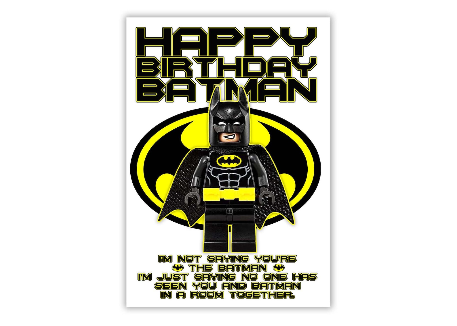 LEGO® Birthday card. BATMAN minifigure. DC comics. The Batman | Etsy