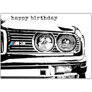 Carte d'anniversaire BMW 1989 E30 M3. Voiture classique. Personnalisez cette carte ! Choix de tailles.
