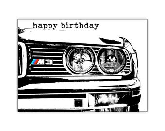 BMW Birthday Card 1989 E30 M3. Classic Car. Personalise This Card