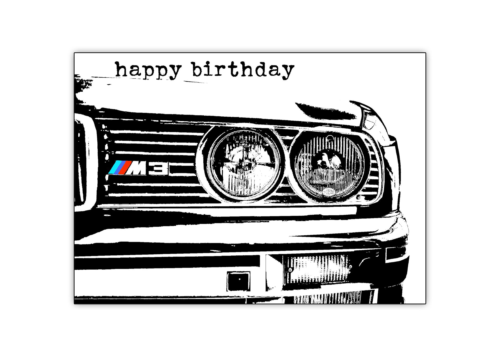 BMW Birthday Card 1989 E30 M3. Classic Car. Personalise This Card