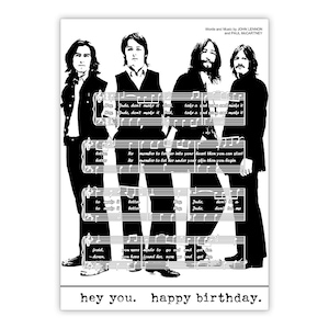 La carte d'anniversaire Hey Jude des Beatles. Musique des années 60. Personnalisez-le ! Choix de tailles