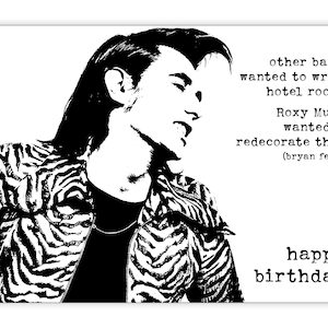 Carte d'anniversaire de Bryan Ferry. Musique Roxy. années 1970. années 1980. Musique. Personnalisez-le ! Choix de tailles.