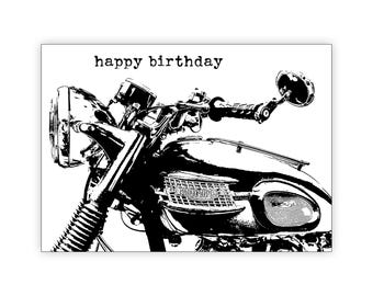 Classic bike  Birthday Card. Triumph Thunderbird. Personalise it! Choice of sizes.