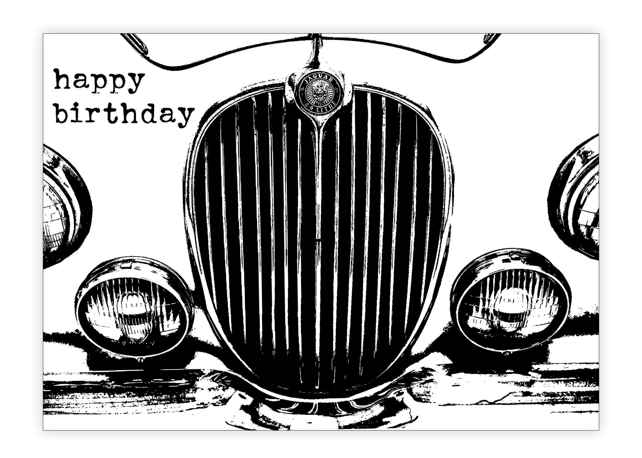 Jaguar Birthday Card. Mark II Saloon. 1960’s. Classic Car. Personalise
