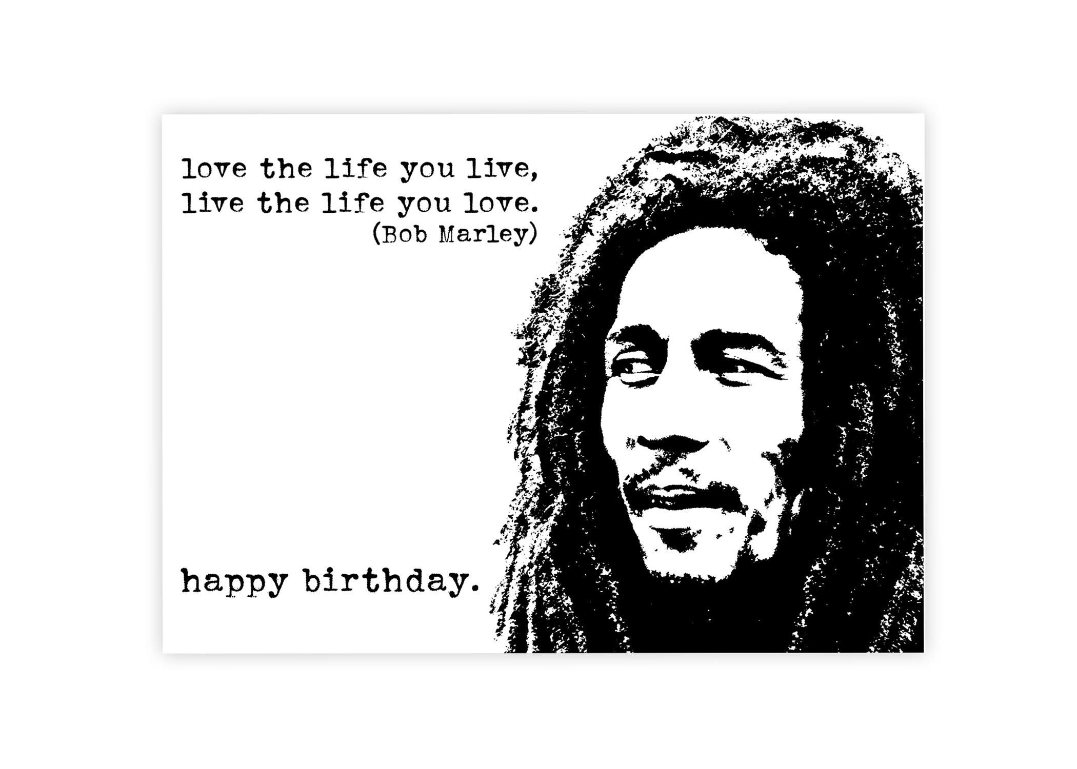 Bob Marley Birthday Card. Personalise It! Black and White