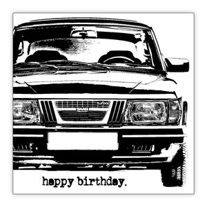 Classic car Birthday card. Saab 900Turbo 1978 - 1983. Choice of sizes. Personalise it!