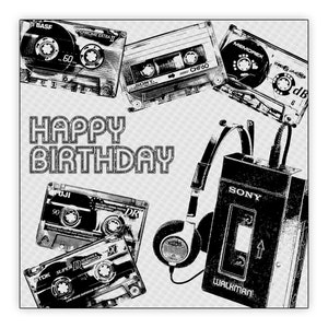 Carte d'anniversaire à cassette. Walkman. millésime. Rétro. années 1970. années 1980. Personnalisez-le. Choix de tailles.