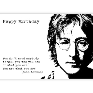 Carte d'anniversaire John Lennon. Personnalisez-le ! Choix de tailles.