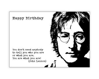 John Lennon Birthday Card. Personalise it! Choice of sizes.