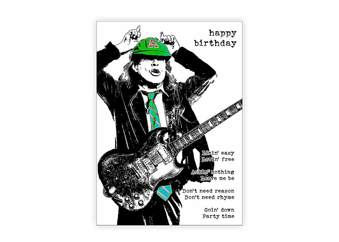ACDC Birthday Card. Angus Young. Rock Music. Personalise It! - Etsy