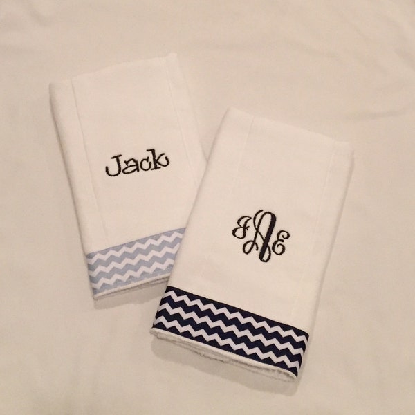 Set of 2 Personalized Burp Cloths - Other Colors Available