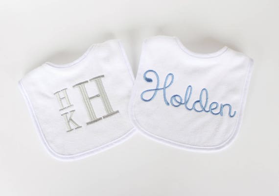 monogrammed baby bibs