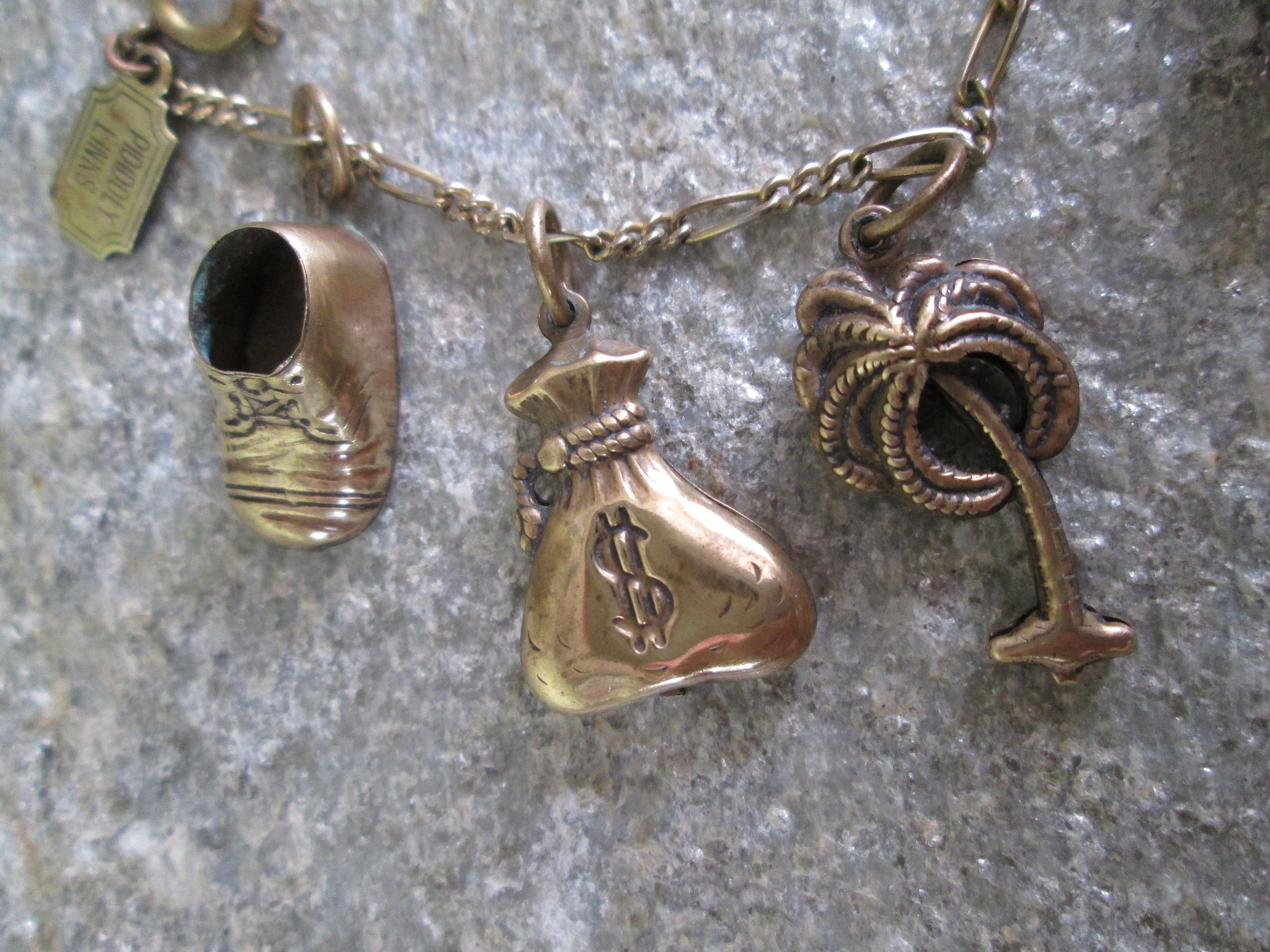 Pididdly Links Charm Bracelet, 9 Vintage Brass Charms, Kingston NY Etsy