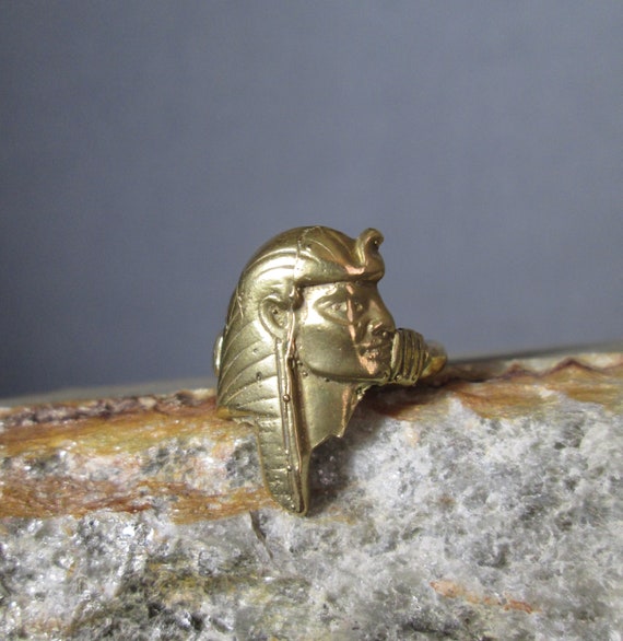 Bronze Pharaoh Ring, Artisan Cast Egyptian Arts a… - image 1