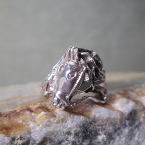 Bespoke Sterling Silver Ring Sculpted Horse Profile with Bridle and Mane Size 6 Equestrian Jewelry image 3