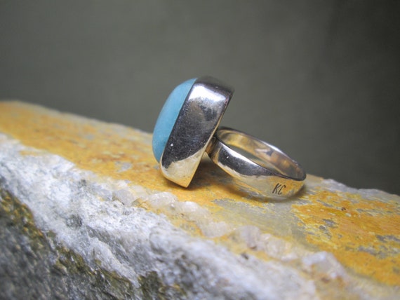 1950s Sterling Silver Modernist Turquoise Ring Ch… - image 7