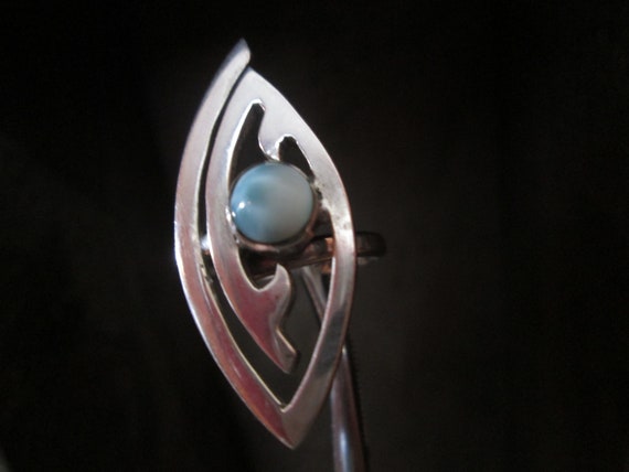 Sterling Silver Larimar Ring, Graceful Modernist … - image 4