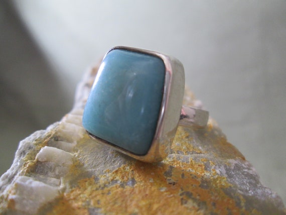 1950s Sterling Silver Modernist Turquoise Ring Ch… - image 2