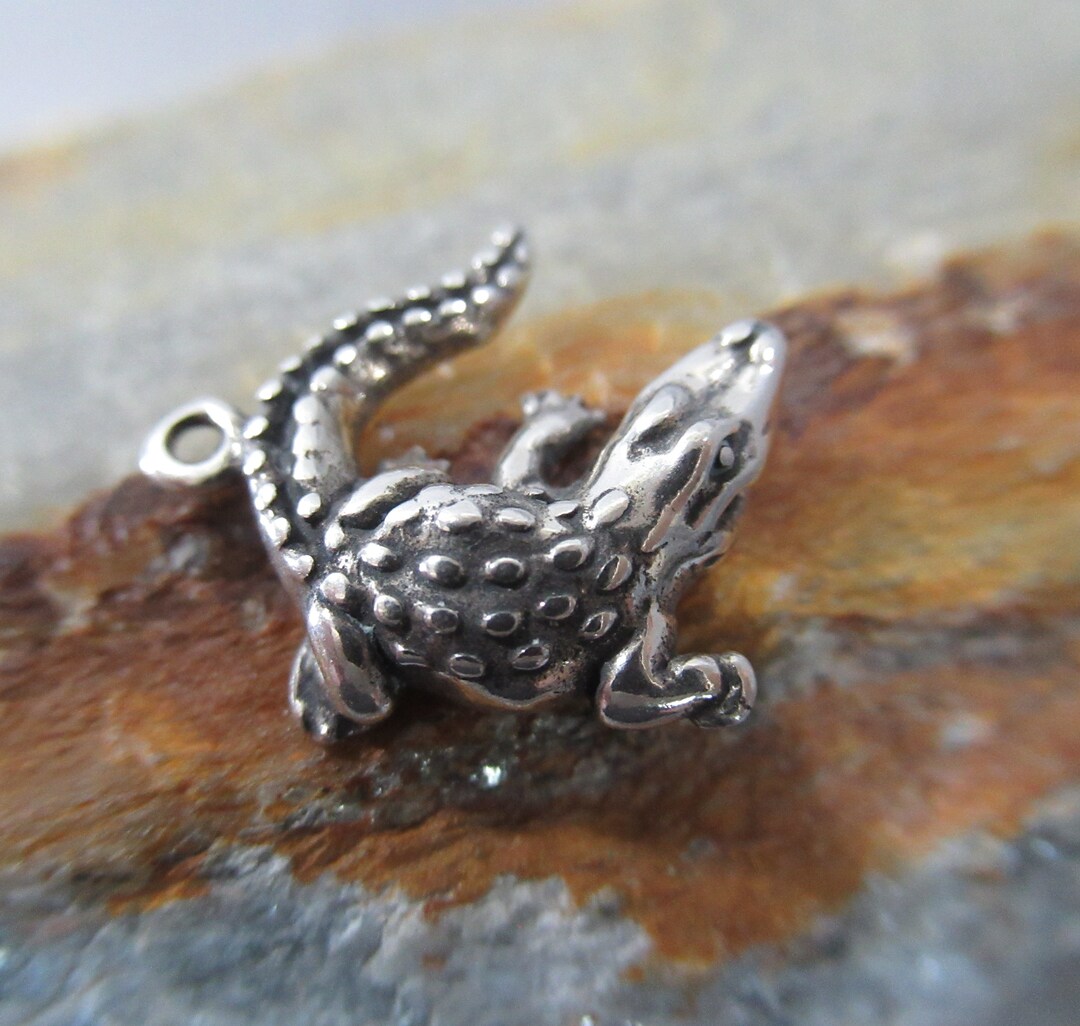 Wild Alligator Charm Artisan Cast Sterling Silver - Etsy