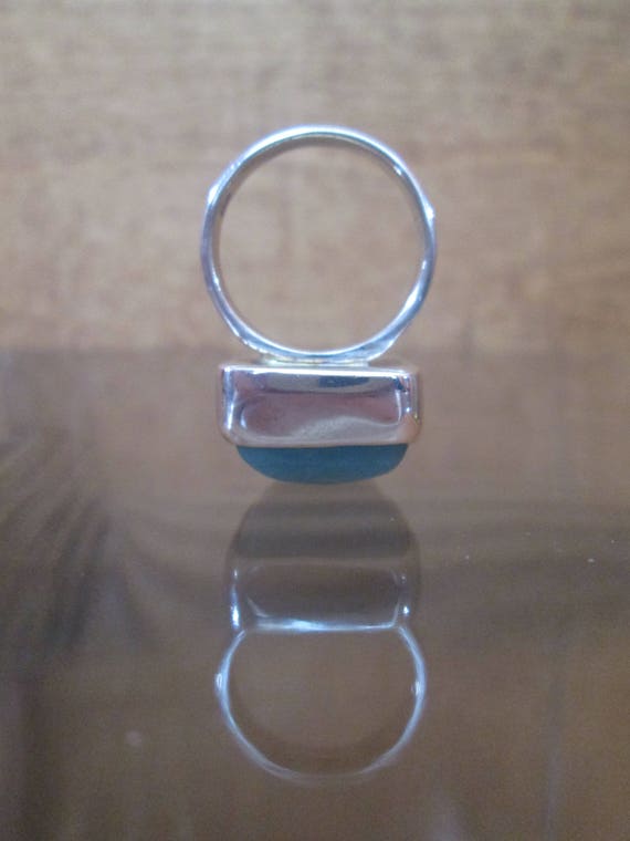 1950s Sterling Silver Modernist Turquoise Ring Ch… - image 8