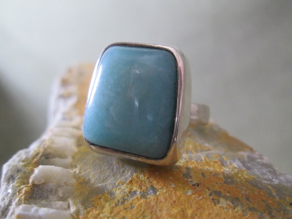 1950s Sterling Silver Modernist Turquoise Ring Ch… - image 4