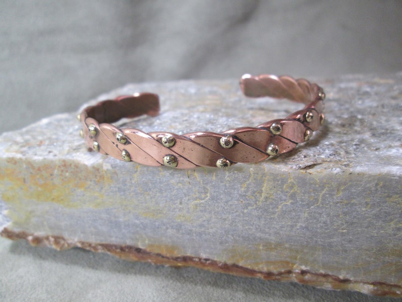 Mixed Metal Copper Cuff Bracelet Braided Copper With Brass Etsy