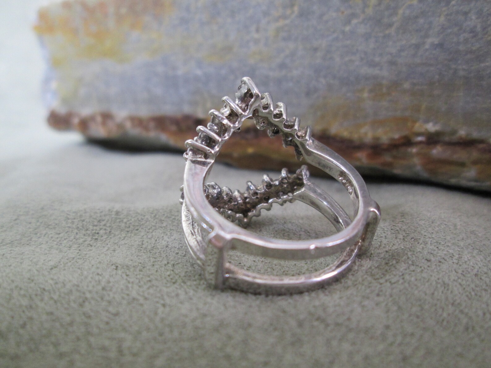 Sterling Silver CZ Ring Guard Sparkling Accent Ring Wrap Etsy