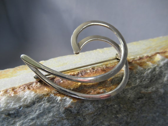 Nautilus Wave Brooch Modernist Sterling Silver Ta… - image 6