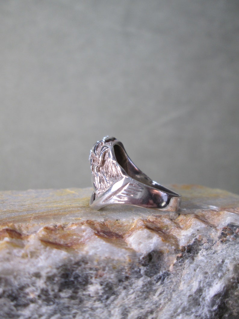 Bespoke Sterling Silver Ring Sculpted Horse Profile with Bridle and Mane Size 6 Equestrian Jewelry image 7