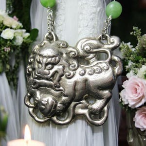 Guardian Lion Necklace Silver Copper Imperial Foo Dog