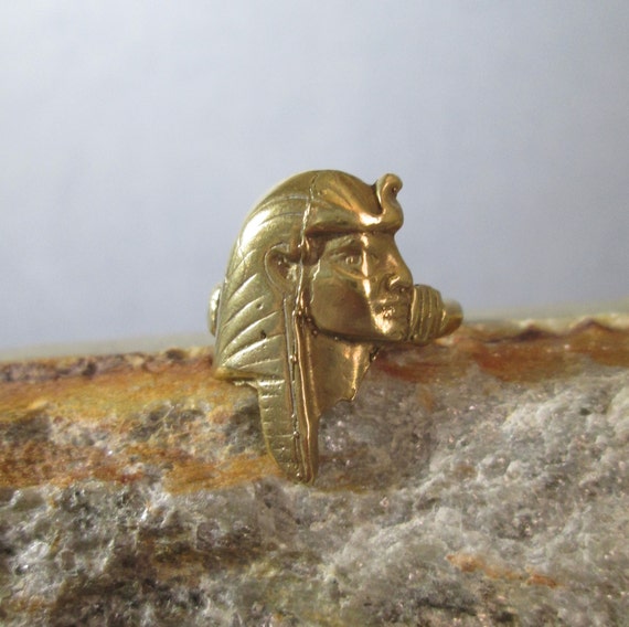 Bronze Pharaoh Ring, Artisan Cast Egyptian Arts a… - image 4