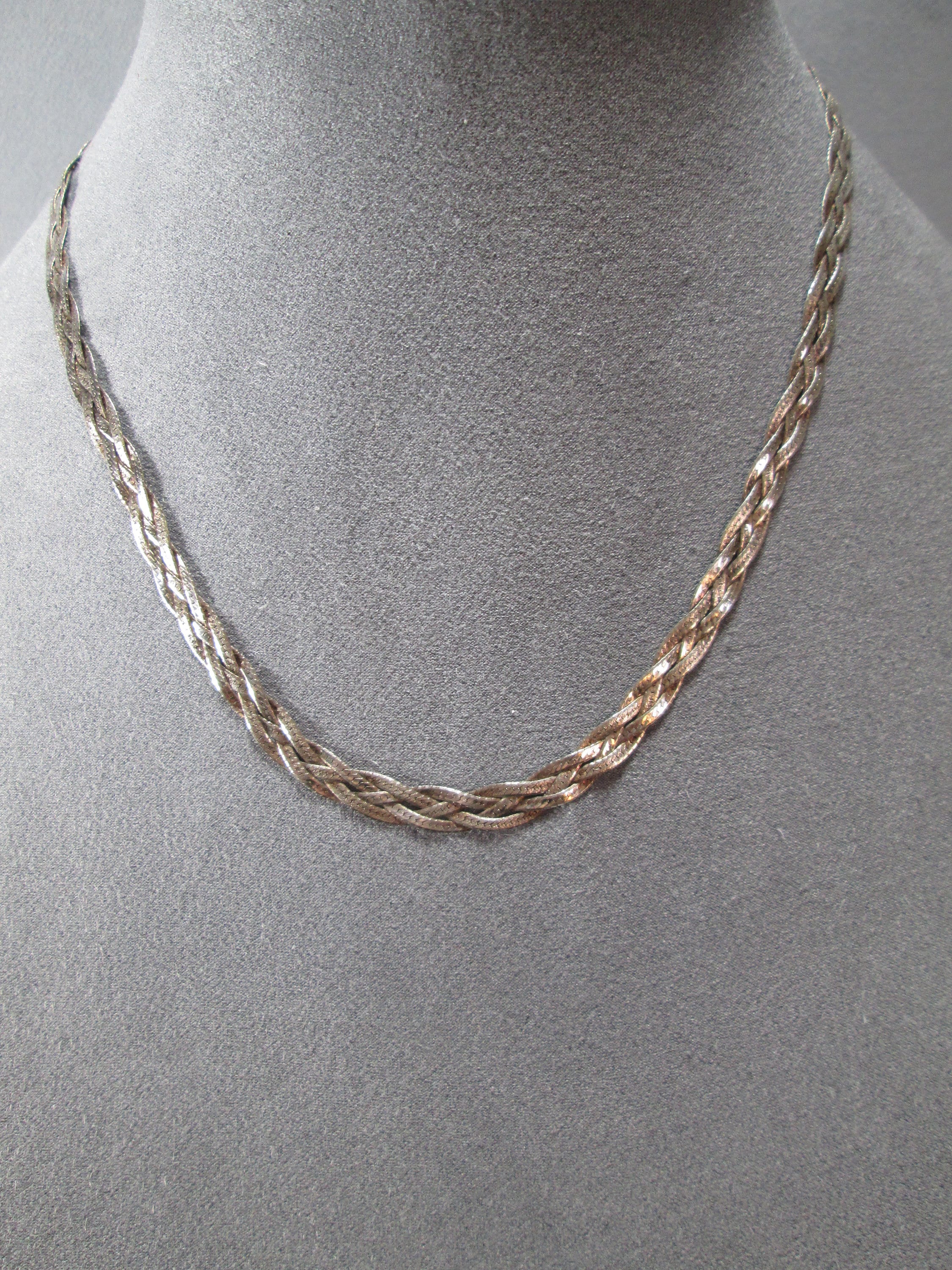 Sterling Silver Braided Chain Necklace Three Silver Strands - Etsy