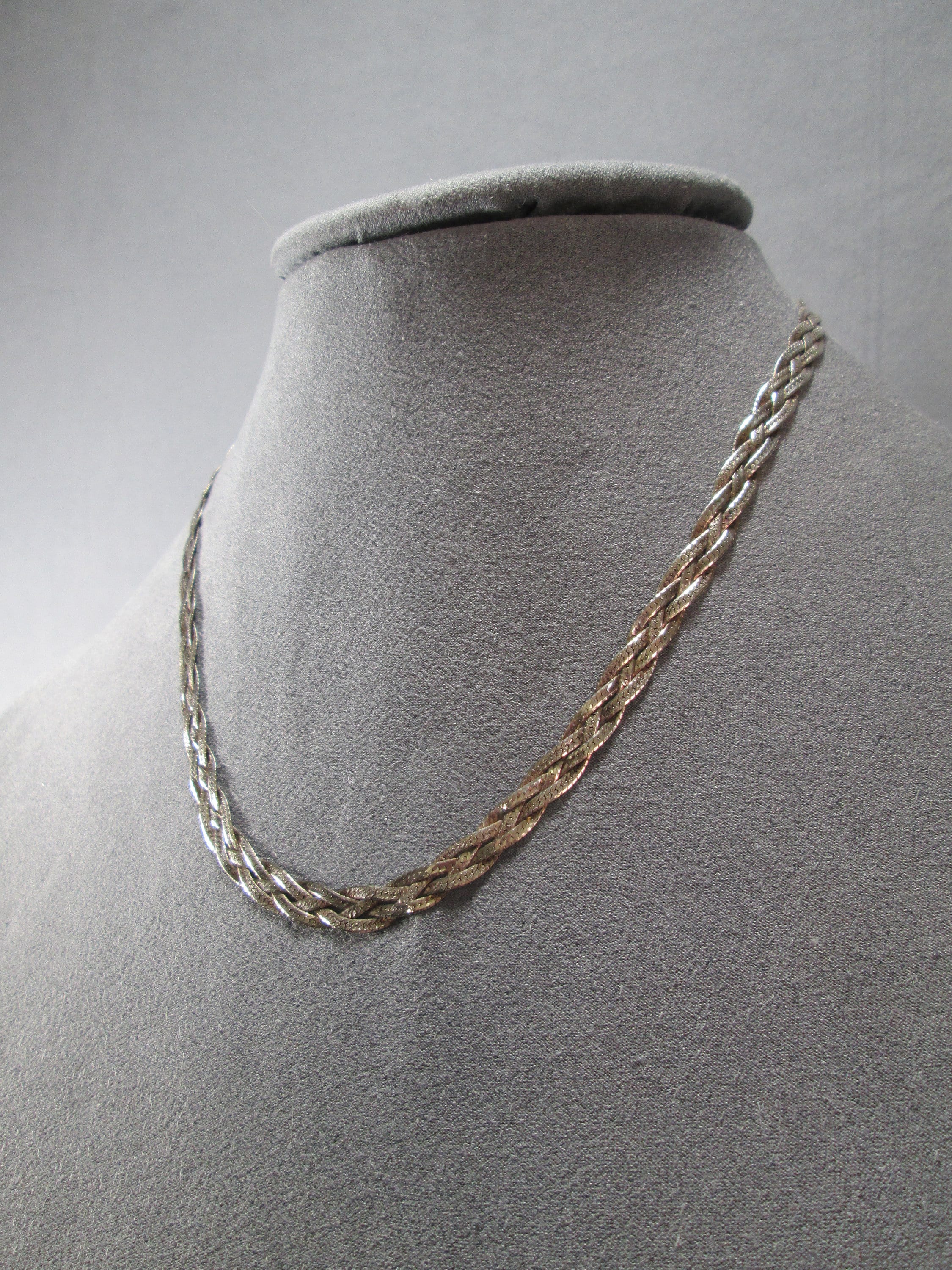 Sterling Silver Braided Chain Necklace Three Silver Strands Etsy