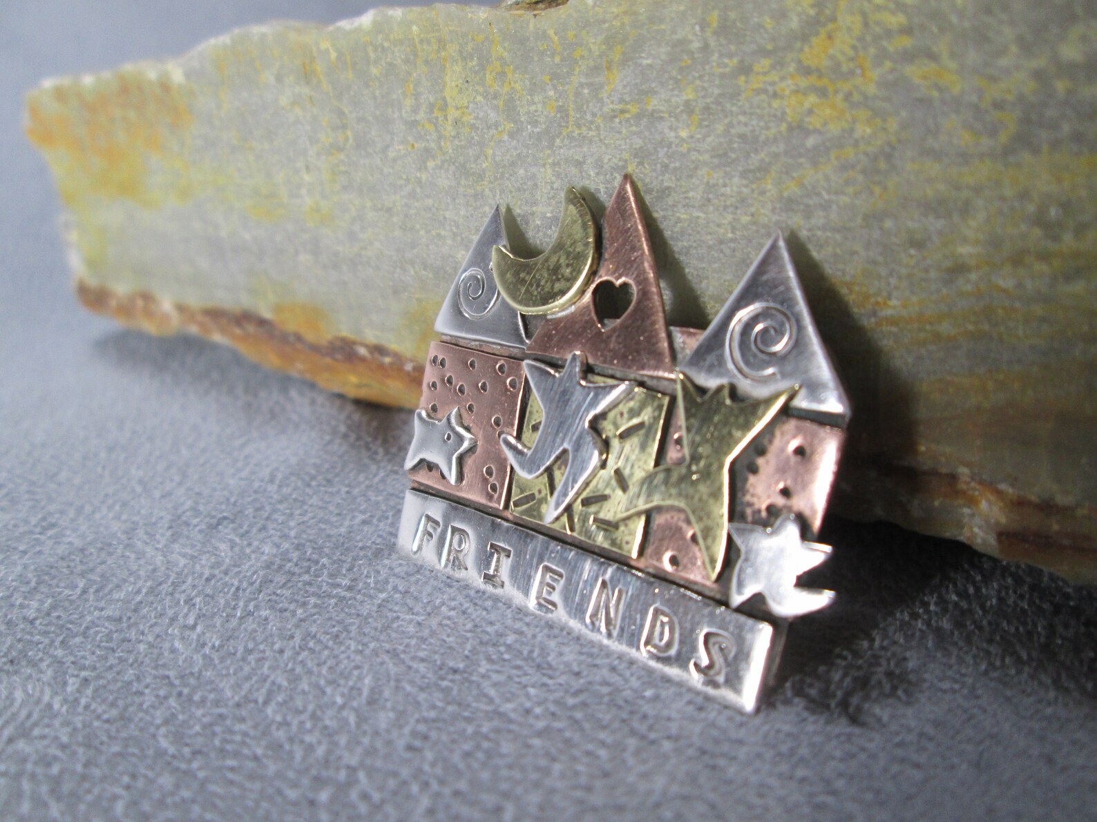 Mixed Metal Brooch FRIENDS Vintage Far Fetched Figural Pin Etsy