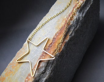 Big Star Necklace, Golden Dreamer Brass Pendant